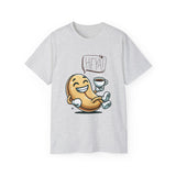 Coffee Bean Cartoon Tee — "Heya!" Cute Morning Coffee T-Shirt