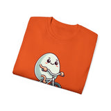 Eggs-cuse Me! Cute Egg Riding Bike T-Shirt — Funny Bicycle Cartoon Tee