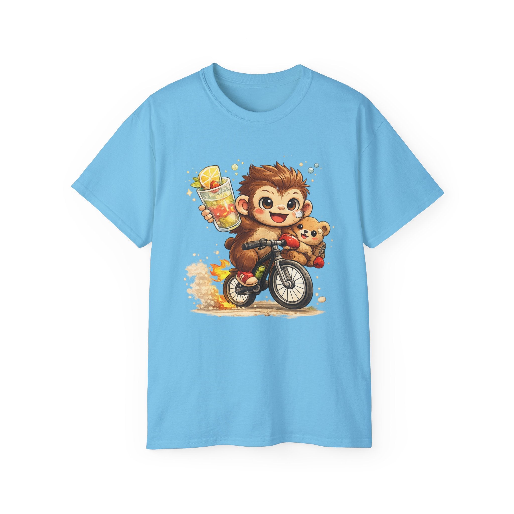 Cute Hedgehog Riding Bike T‑Shirt — Adorable Cartoon Animal Tee (With Teddy)