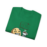 Coffee Bean Cartoon Tee — "Heya!" Cute Morning Coffee T-Shirt