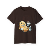 Coffee Bean Cartoon Tee — "Heya!" Cute Morning Coffee T-Shirt