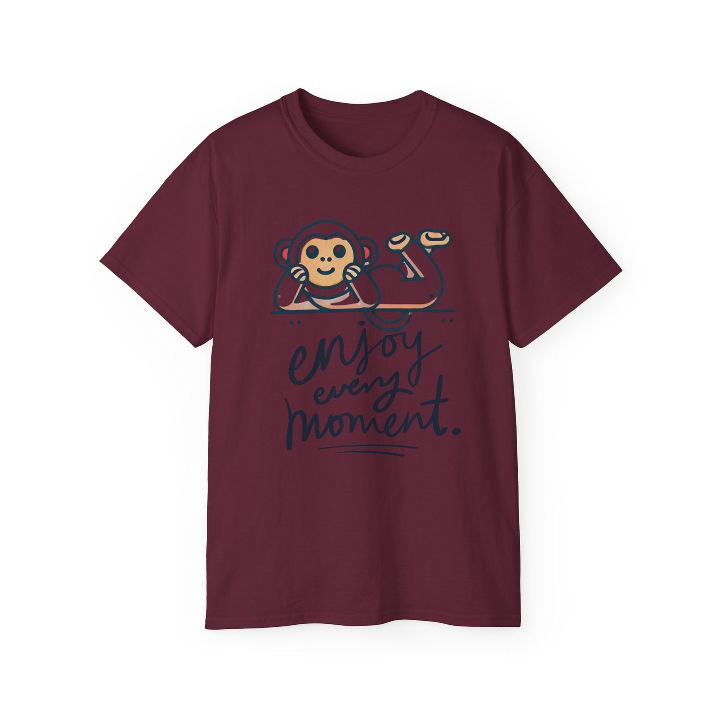 Enjoy Every Moment Tee — Cute Relaxing Monkey Graphic T-Shirt