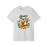 Powered by Bananas Tee — Cute Surfing Monkey & Teddy Graphic Shirt