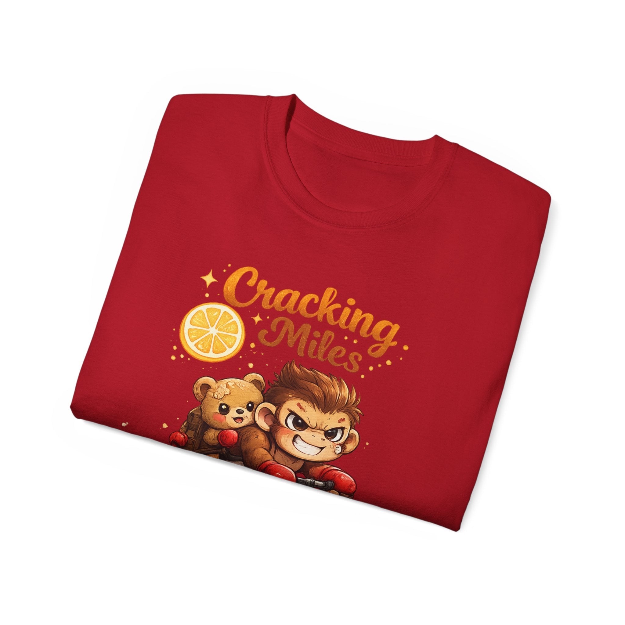 Cracking Miles Monkey Bike Tee — Cute Bear Rider Graphic T-Shirt