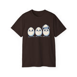 Cute Kawaii Egg Trio Graphic Tee — Adorable Chick Hatching T-Shirt