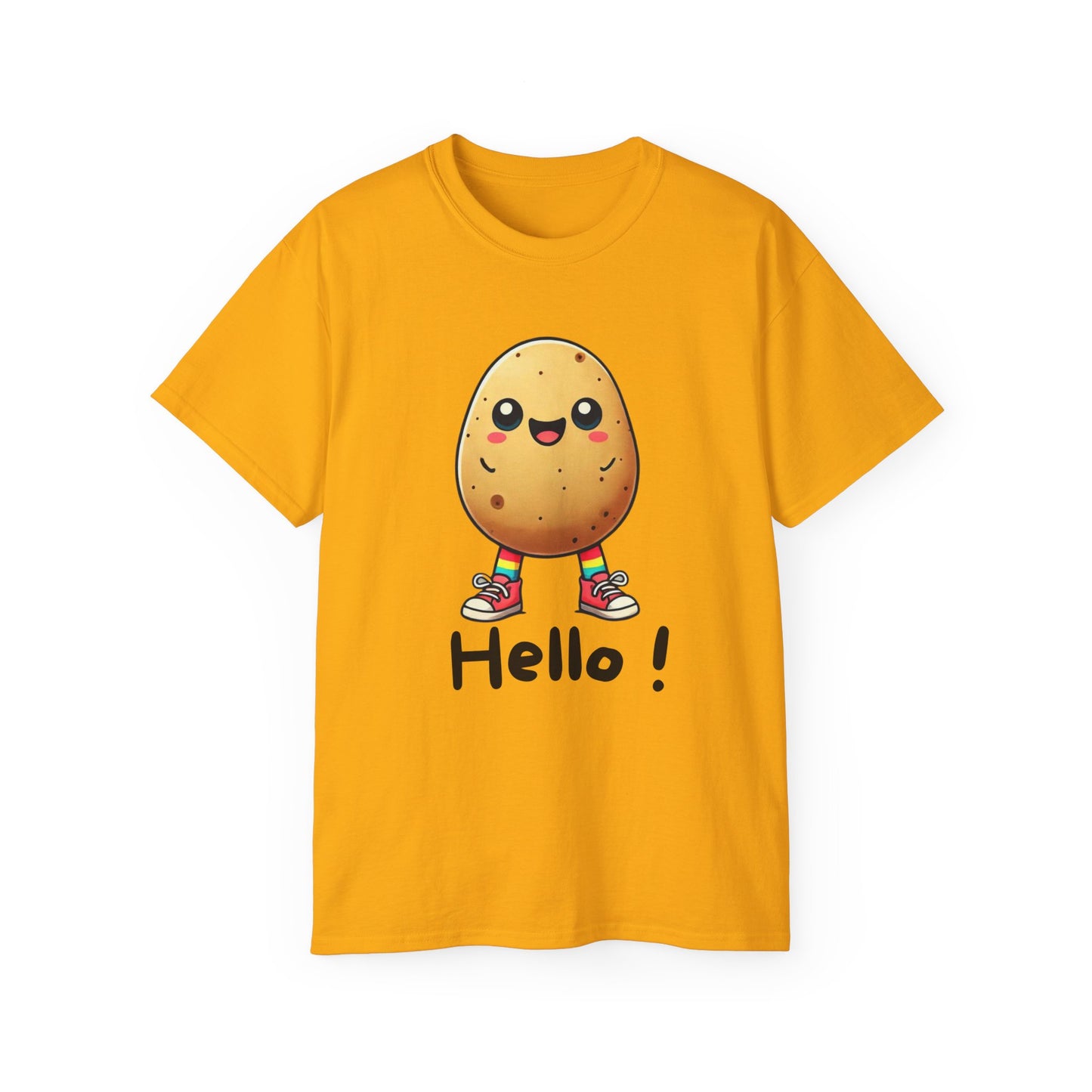 Potato Character T‑Shirt — Cute Kawaii 'Hello!' Tee