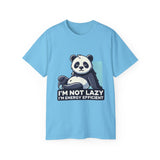 Energy Efficient Panda T-Shirt — "I'm Not Lazy, I'm Energy Efficient" Cute Graphic Tee