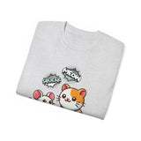 Cute Cat & Mouse Graphic Tee – 'Meow' Cartoon Pet Shirt