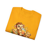Cute Monkey Family Orange Juice T‑Shirt — Playful Tropical Kids Tee