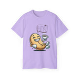 Coffee Bean Cartoon Tee — "Heya!" Cute Morning Coffee T-Shirt
