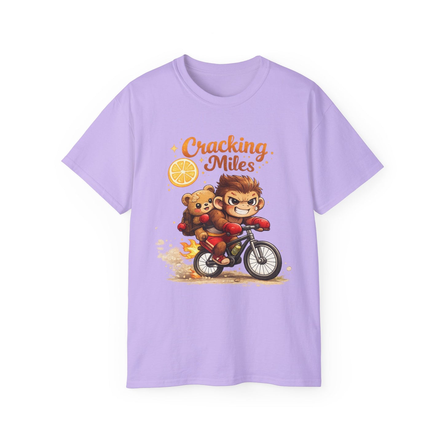 Cracking Miles Monkey Bike Tee — Cute Bear Rider Graphic T-Shirt