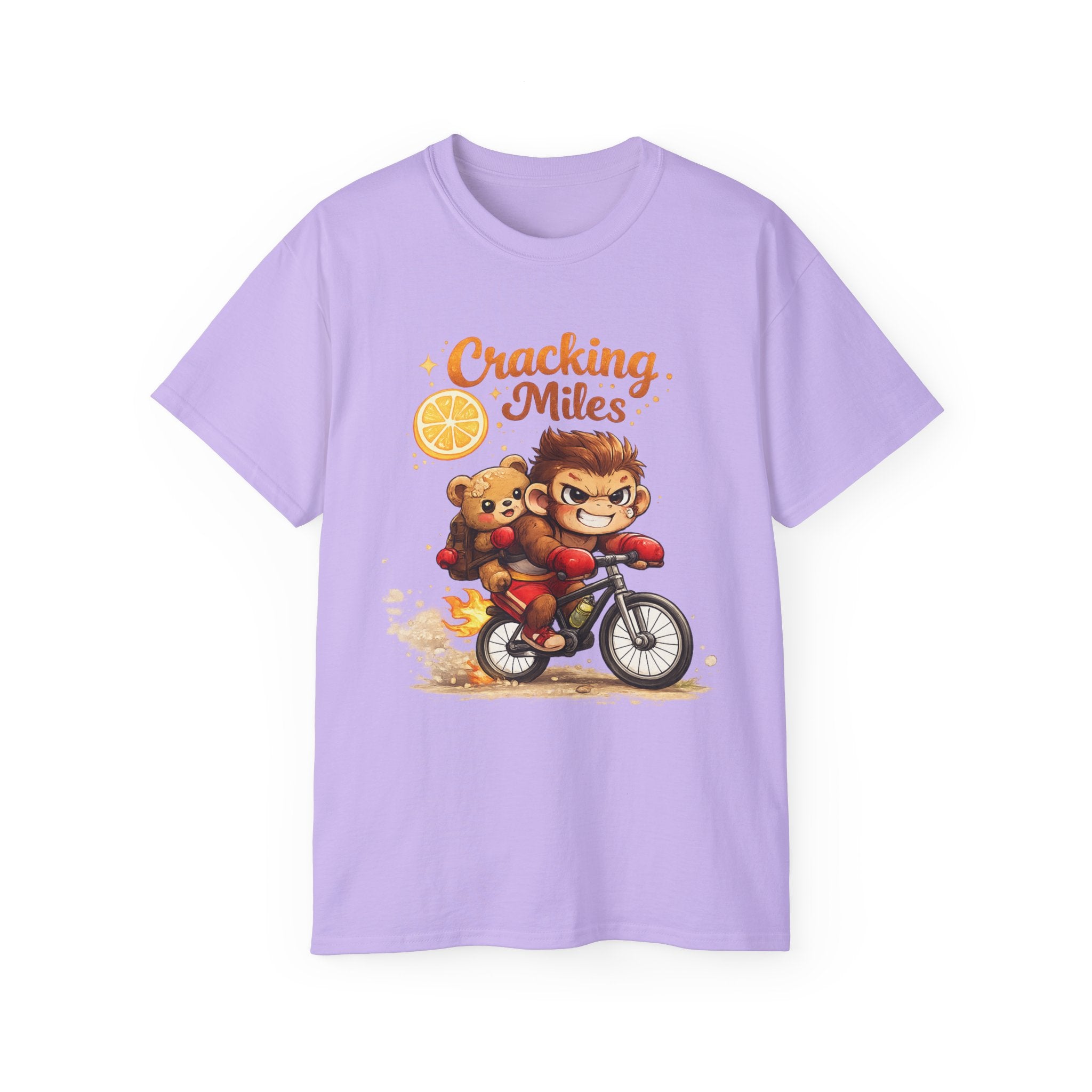 Cracking Miles Monkey Bike Tee — Cute Bear Rider Graphic T-Shirt