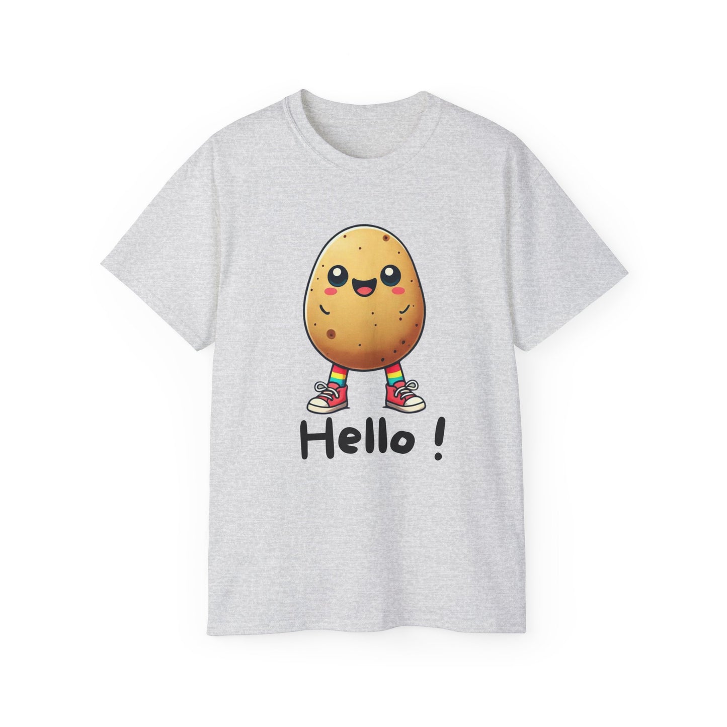 Potato Character T‑Shirt — Cute Kawaii 'Hello!' Tee
