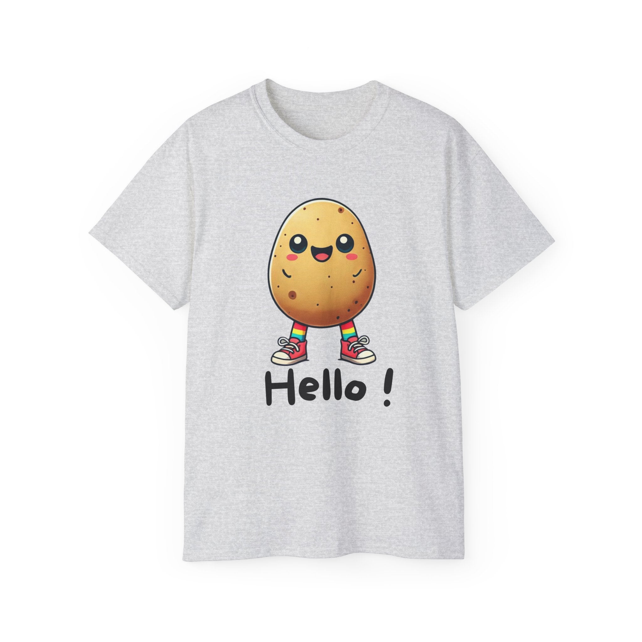 Potato Character T‑Shirt — Cute Kawaii 'Hello!' Tee