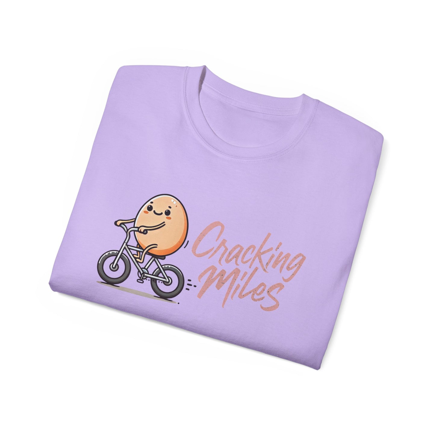 Cracking Miles Cycling T‑Shirt — Cute Egg Biker Tee