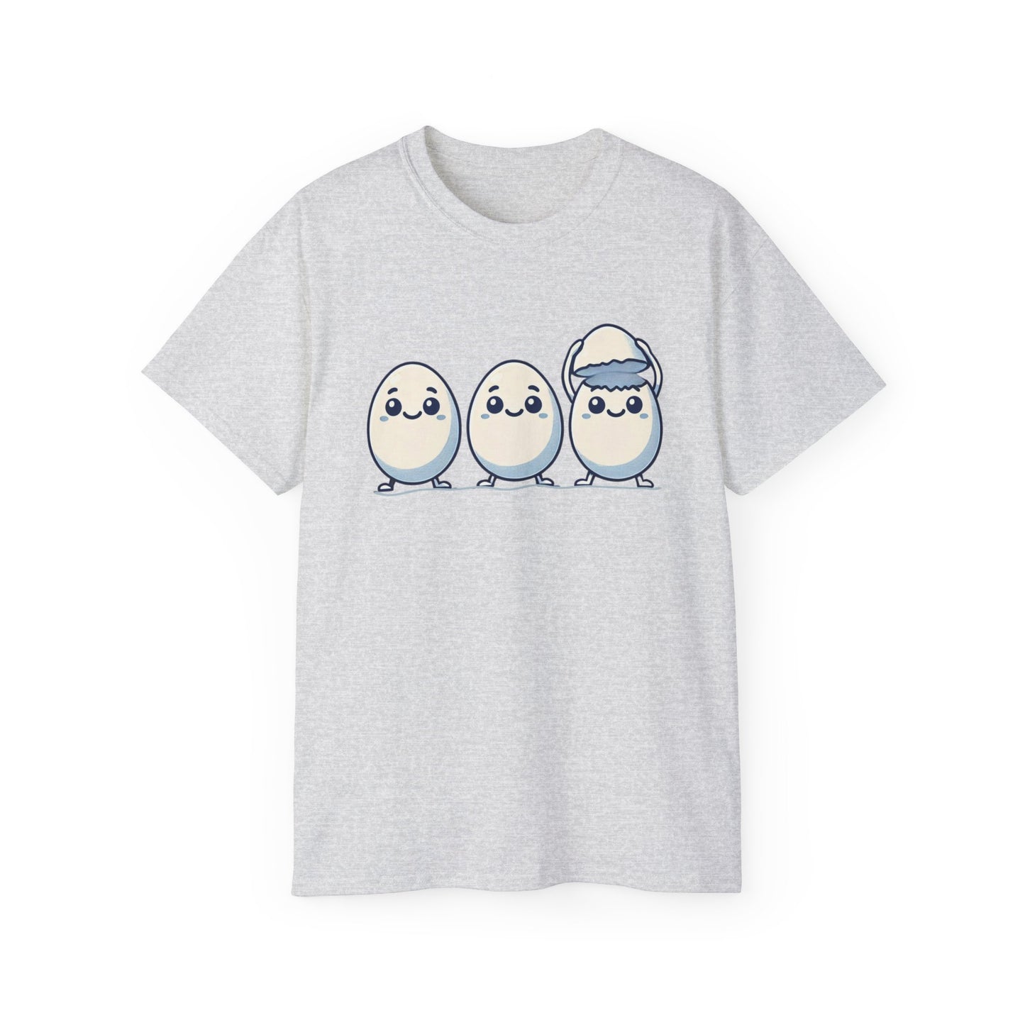 Cute Kawaii Egg Trio Graphic Tee — Adorable Chick Hatching T-Shirt
