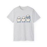 Cute Kawaii Egg Trio Graphic Tee — Adorable Chick Hatching T-Shirt