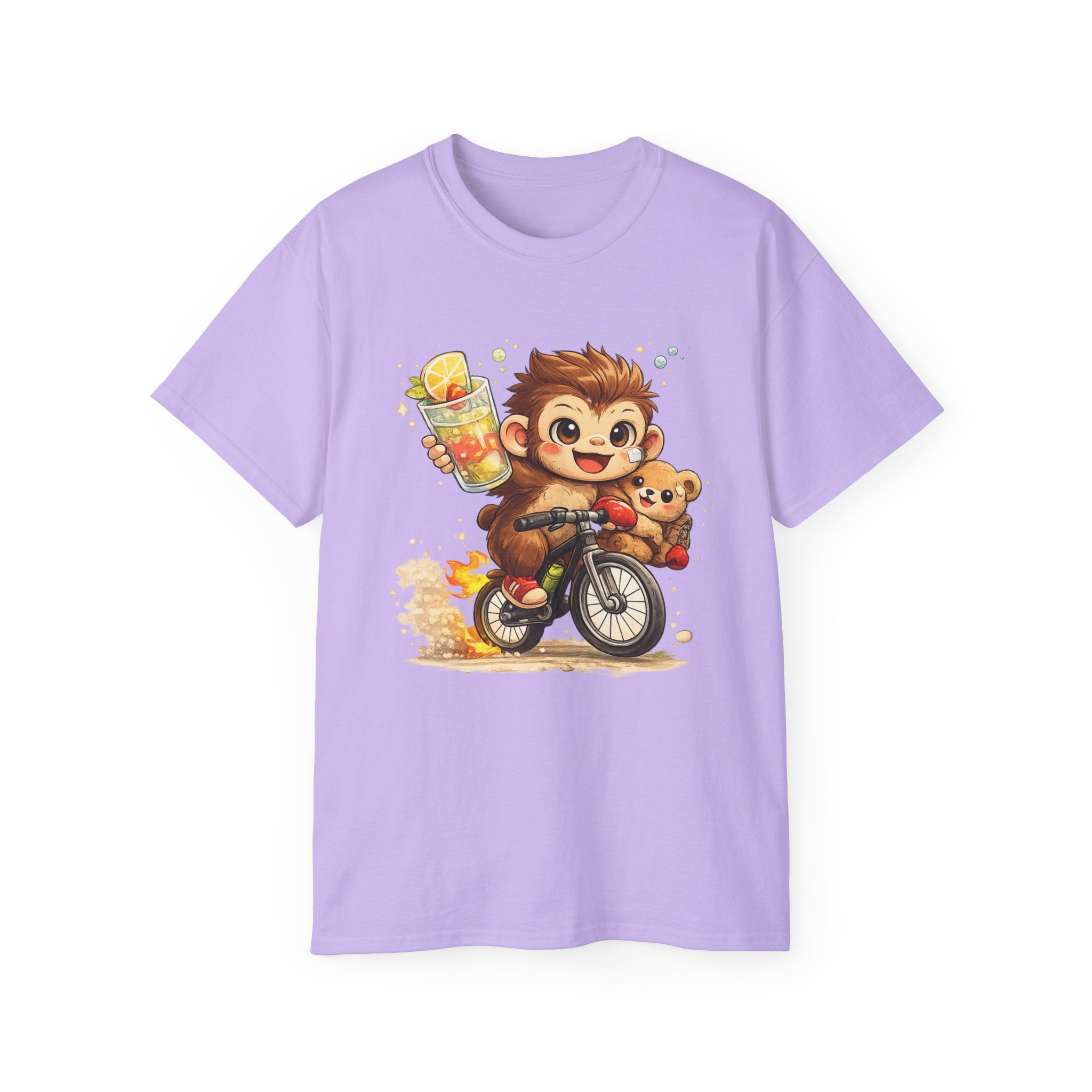Cute Hedgehog Riding Bike T‑Shirt — Adorable Cartoon Animal Tee (With Teddy)