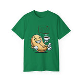 Coffee Bean Cartoon Tee — "Heya!" Cute Morning Coffee T-Shirt