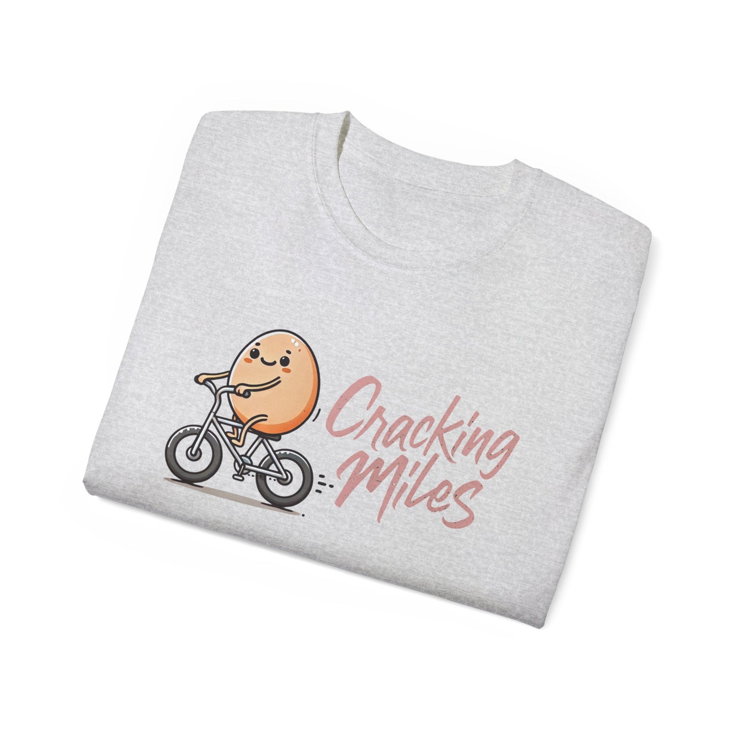 Cracking Miles Cycling T‑Shirt — Cute Egg Biker Tee