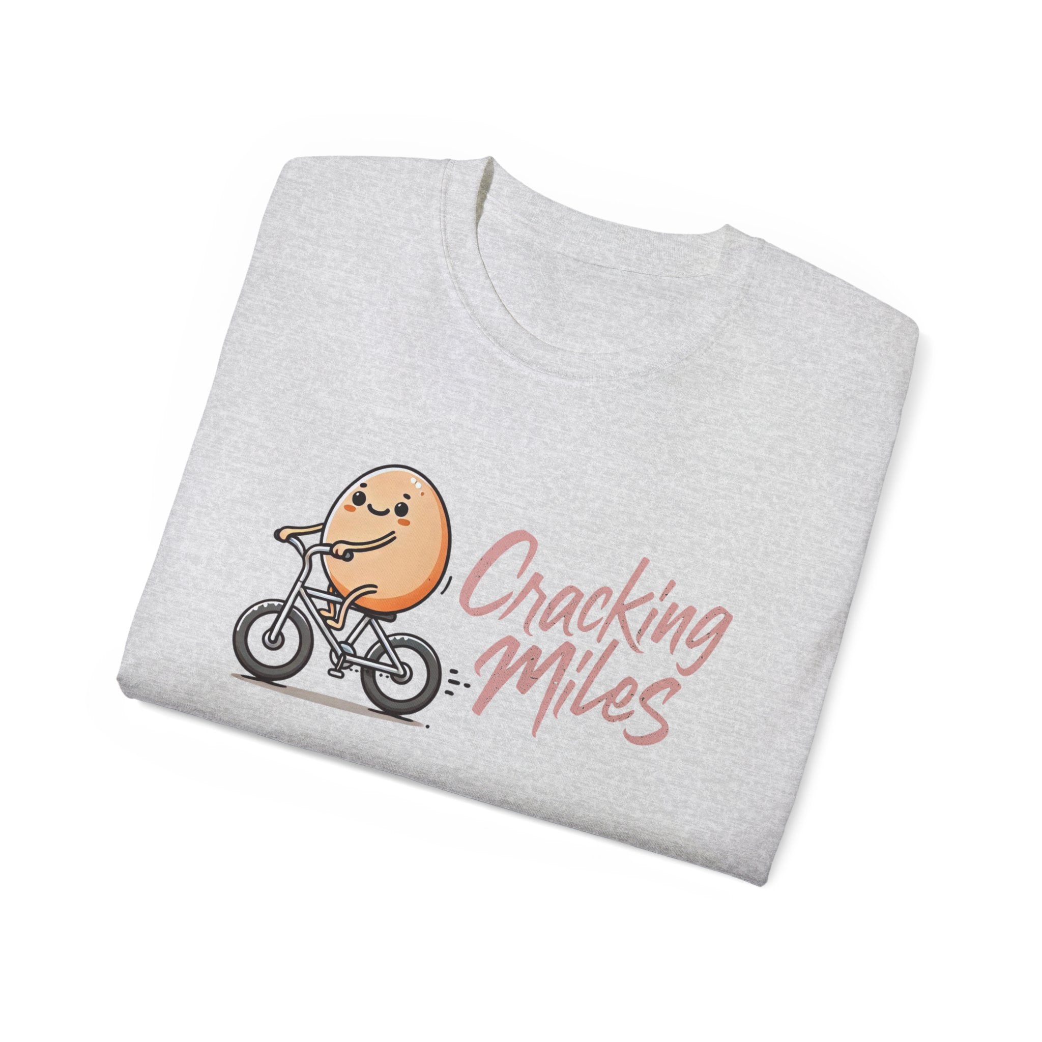 Cracking Miles Cycling T‑Shirt — Cute Egg Biker Tee