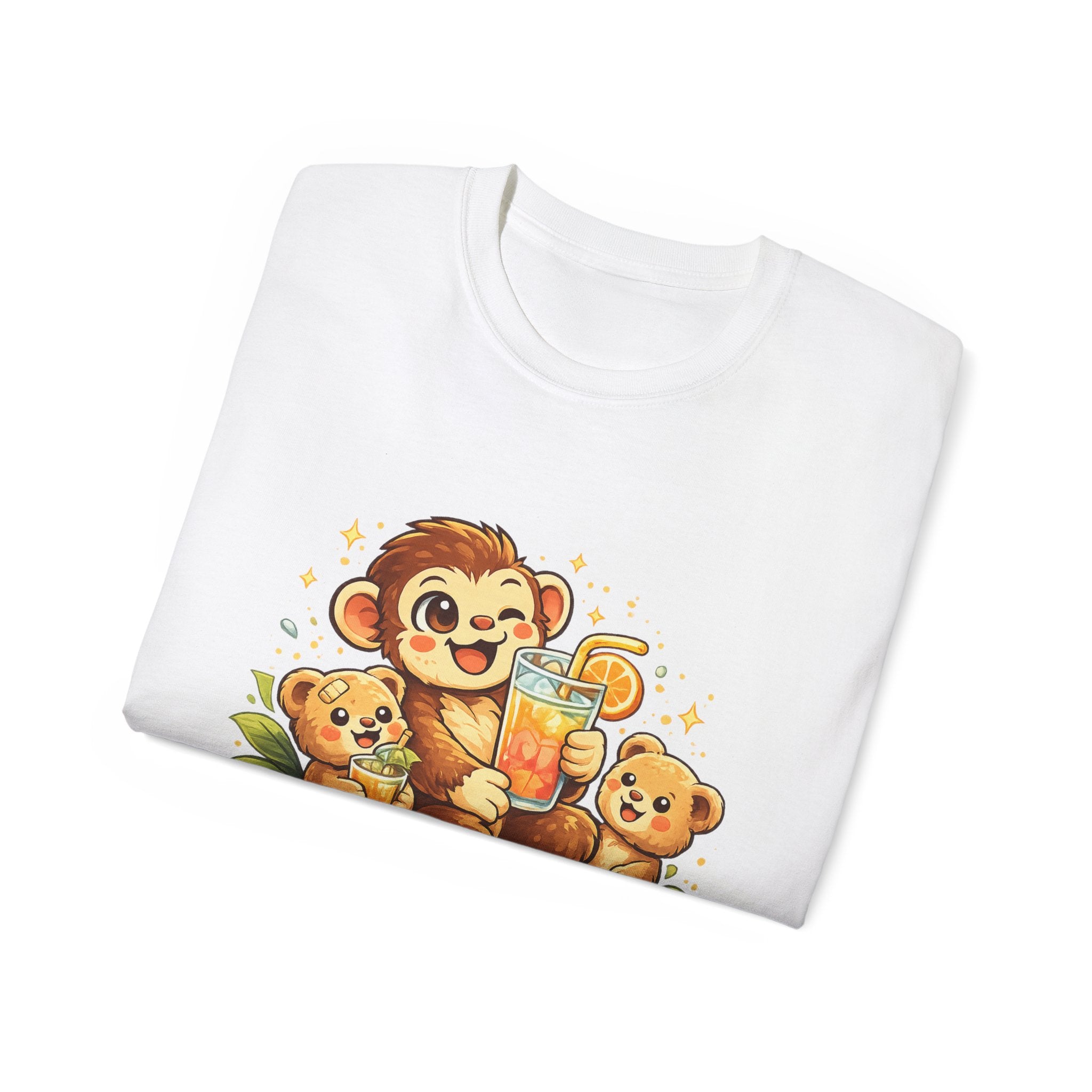 Cute Monkey Family Orange Juice T‑Shirt — Playful Tropical Kids Tee