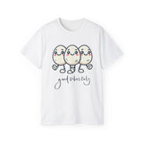 Cute Egg Friends T‑Shirt — "Good Vibes Only" Kawaii Tee