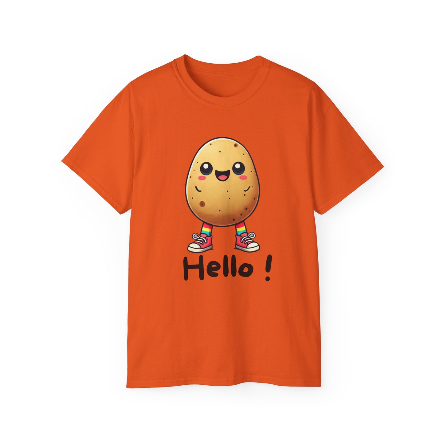 Potato Character T‑Shirt — Cute Kawaii 'Hello!' Tee