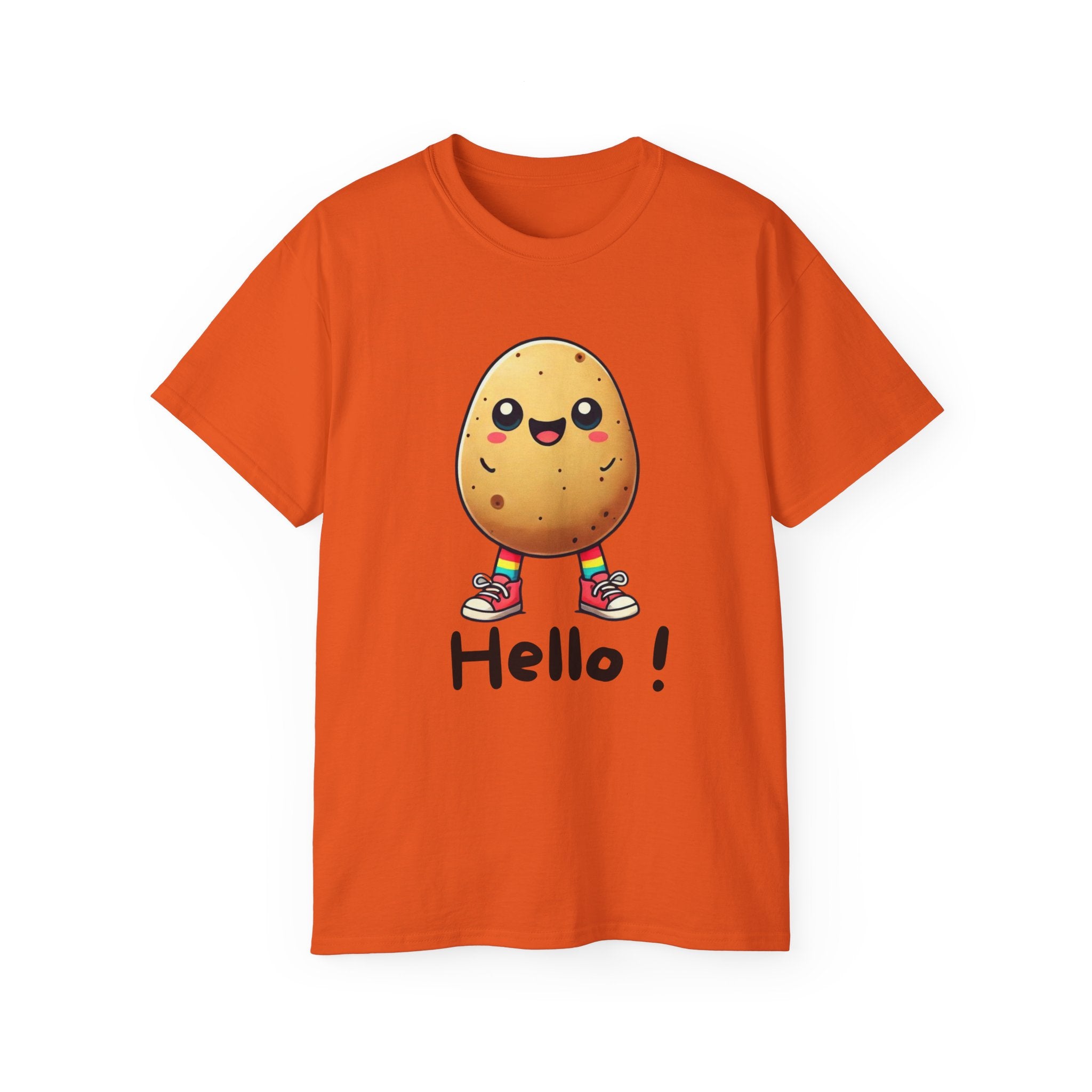 Potato Character T‑Shirt — Cute Kawaii 'Hello!' Tee