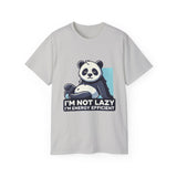 Energy Efficient Panda T-Shirt — "I'm Not Lazy, I'm Energy Efficient" Cute Graphic Tee
