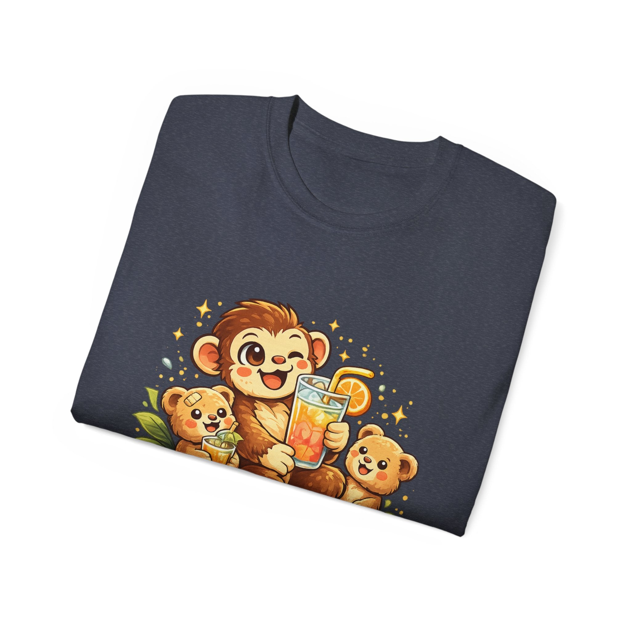 Cute Monkey Family Orange Juice T‑Shirt — Playful Tropical Kids Tee