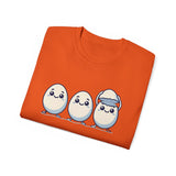 Cute Kawaii Egg Trio Graphic Tee — Adorable Chick Hatching T-Shirt