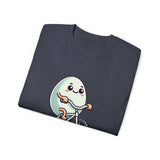 Eggs-cuse Me! Cute Egg Riding Bike T-Shirt — Funny Bicycle Cartoon Tee